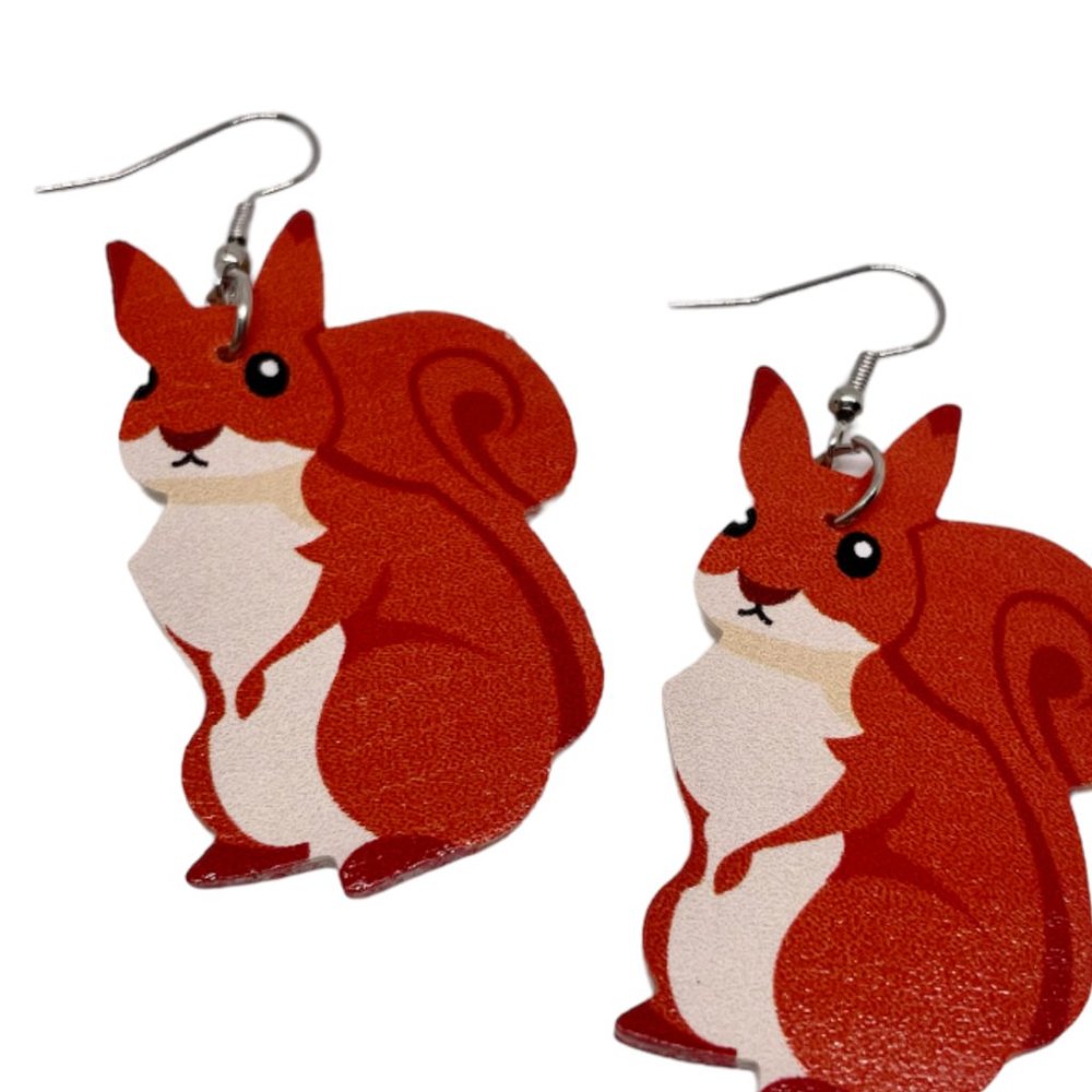 ⭐️❤️ FREE Squirrel Animal Girly Cute Rodent Drop Graphic Art Artsy Chic Earrings